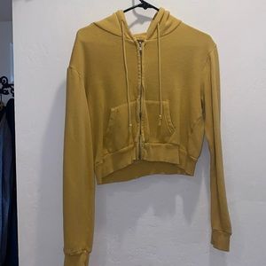 John galt yellow zip up cropped hood
